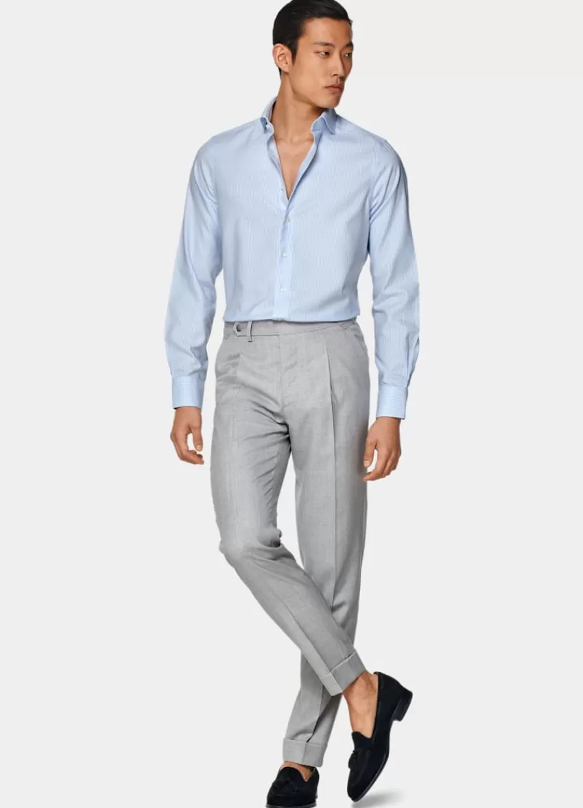 Suitsupply Oxford Hemd Hellblau Gestreift Extra Slim Fit Aus Pure Traveller Baumwolle | Deutschland Best
