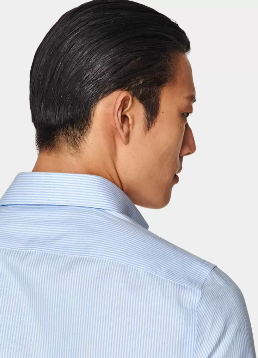 Suitsupply Oxford Hemd Hellblau Gestreift Extra Slim Fit Aus Pure Traveller Baumwolle | Deutschland Best