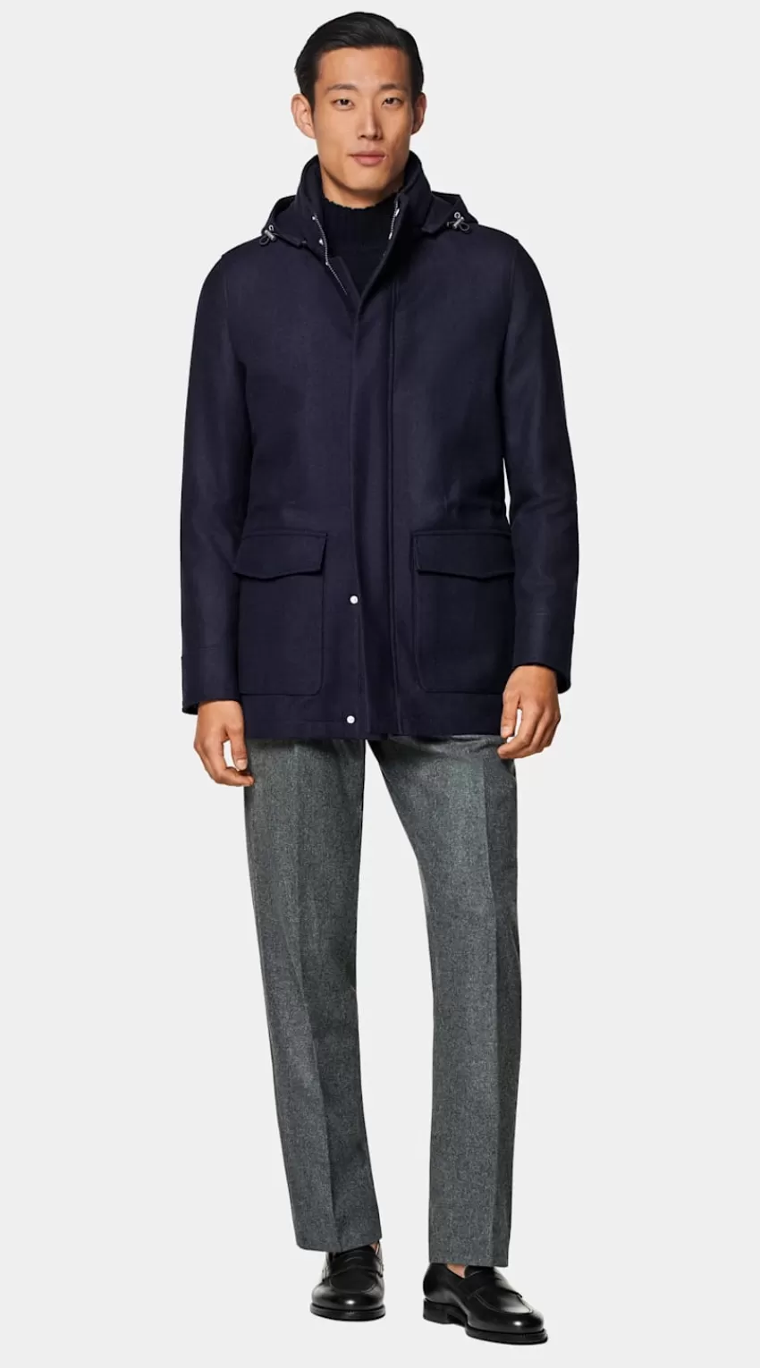 Suitsupply Parka Navy Gepolstert Aus Wolle Kaschmir | Deutschland Store