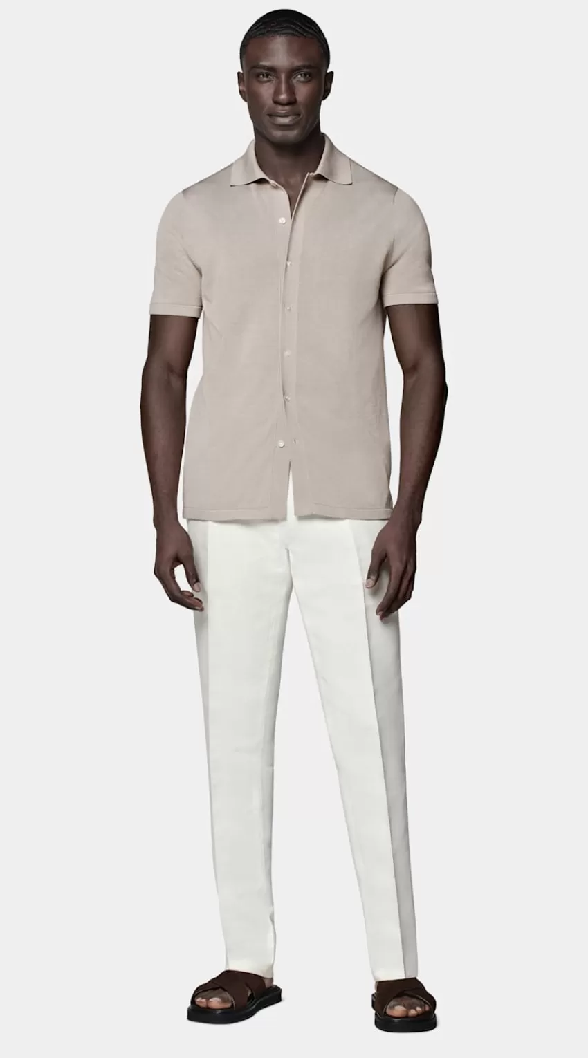 Suitsupply Polo-Cardigan Helltaupe Aus Kalifornische Baumwolle Und Maulbeerseide | Deutschland Best