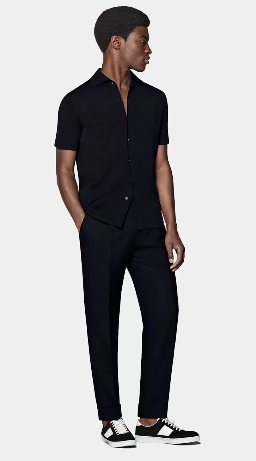 Suitsupply Polo-Cardigan Navy Aus Kalifornische Baumwolle Und Maulbeerseide | Deutschland Discount