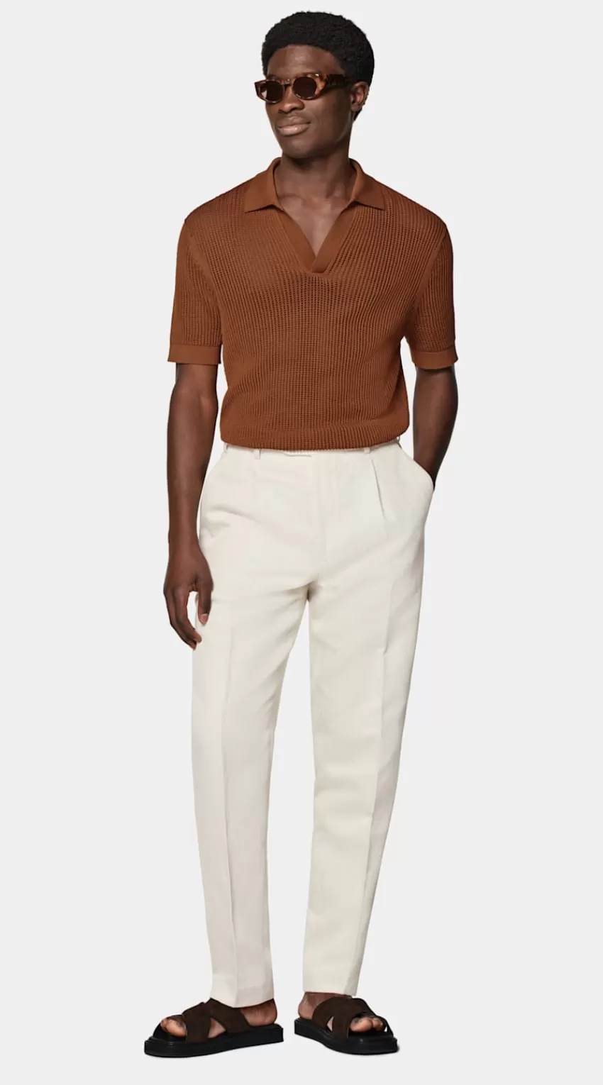 Suitsupply Poloshirt Dunkelorange Knopffrei Crochet Aus Kalifornische Baumwolle Und Maulbeerseide | Deutschland Online