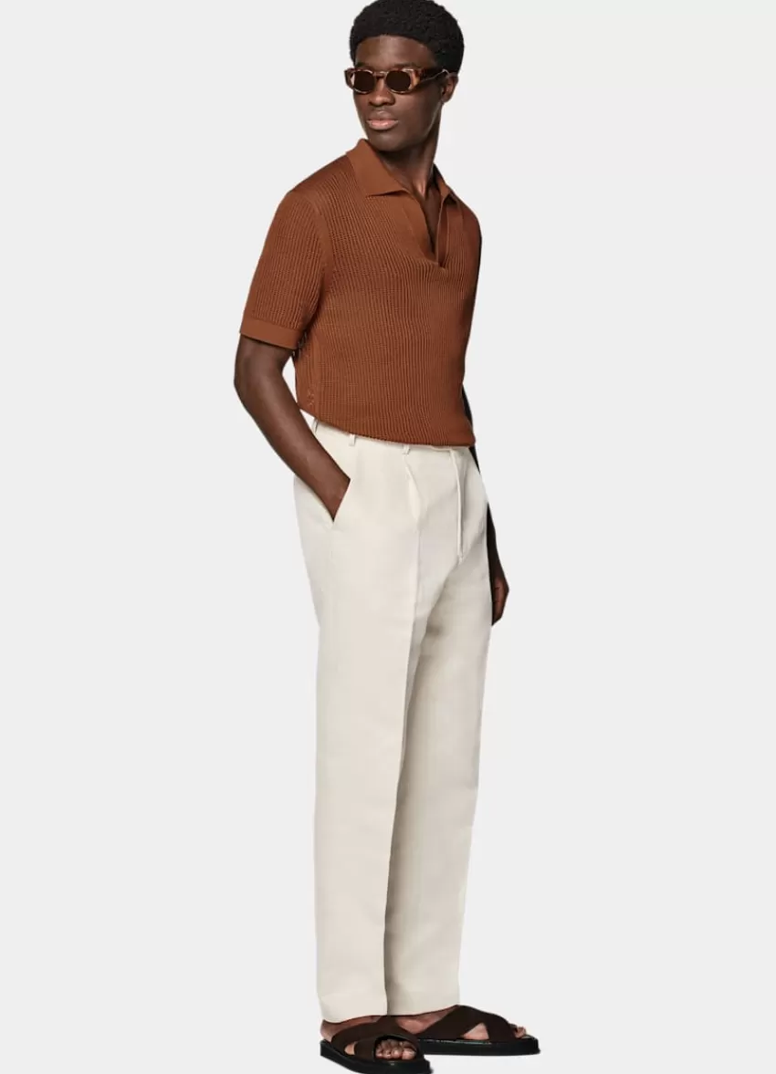 Suitsupply Poloshirt Dunkelorange Knopffrei Crochet Aus Kalifornische Baumwolle Und Maulbeerseide | Deutschland Online