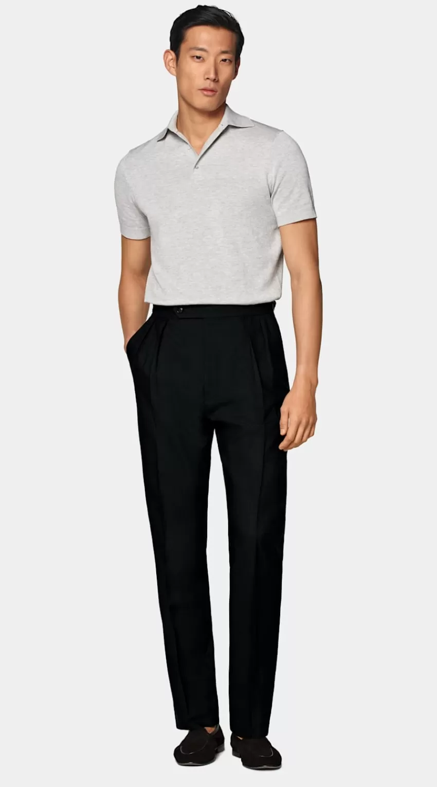 Suitsupply Poloshirt Hellgrau Aus Kalifornische Baumwolle Und Maulbeerseide | Deutschland Clearance