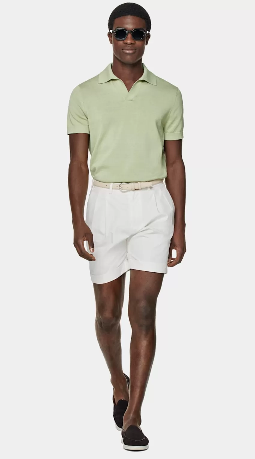 Suitsupply Poloshirt Hellgrün Knopffrei Aus Kalifornische Baumwolle Und Maulbeerseide | Deutschland Fashion
