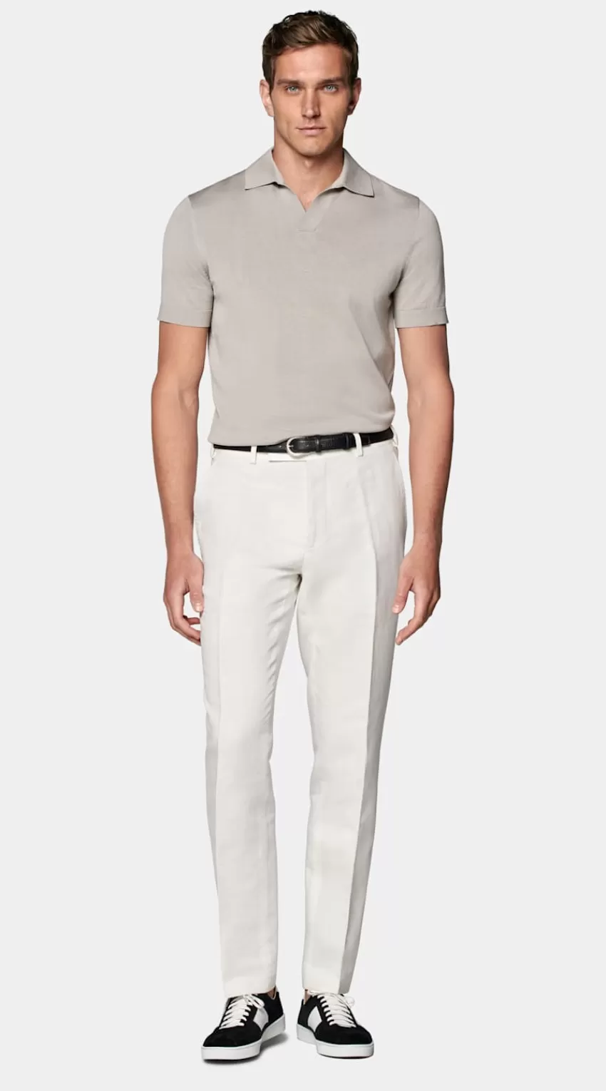 Suitsupply Poloshirt Helltaupe Knopffrei Aus Kalifornische Baumwolle Und Maulbeerseide | Deutschland Cheap