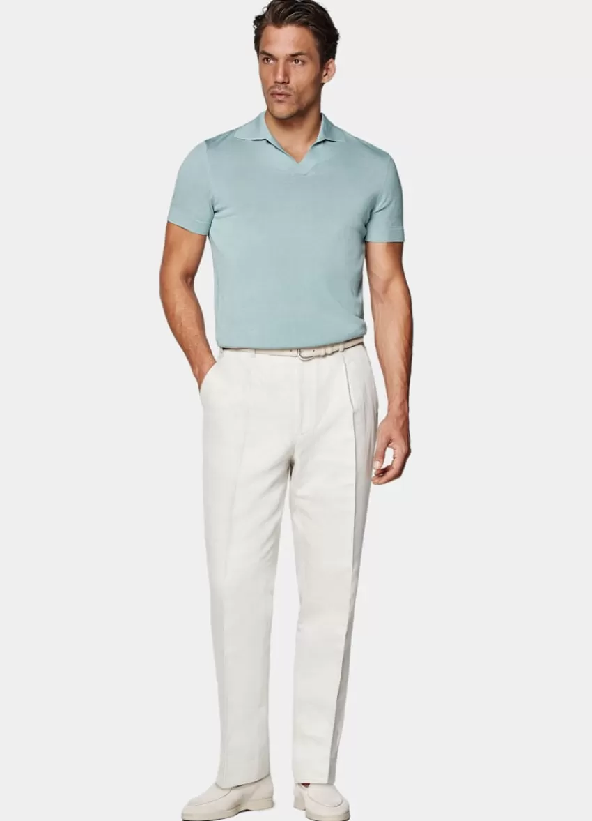 Suitsupply Poloshirt Mintblau Knopffrei Aus Kalifornische Baumwolle Und Maulbeerseide | Deutschland Flash Sale