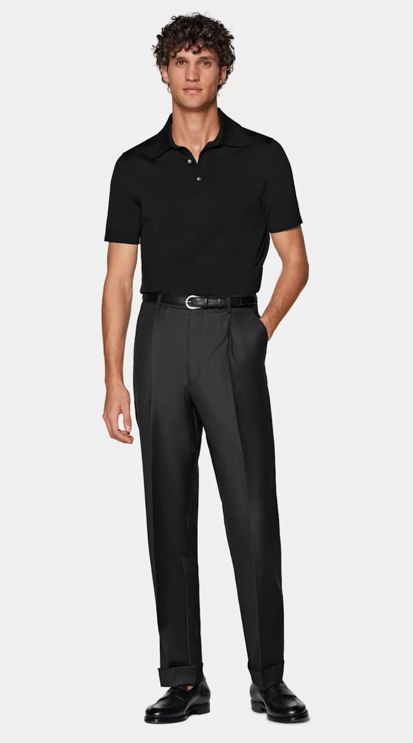 Suitsupply Poloshirt Schwarz Aus Kalifornische Baumwolle Und Maulbeerseide | Deutschland Store