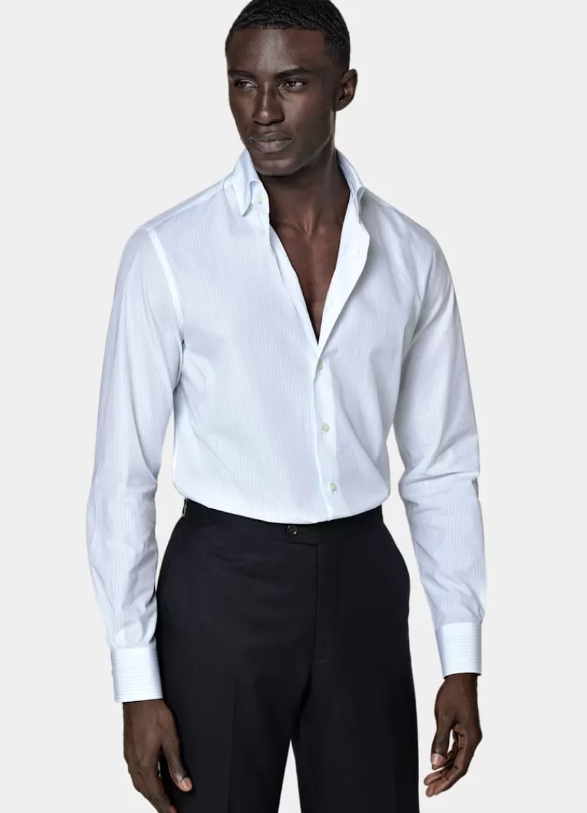 Suitsupply Popeline Hemd Blau Gestreift Slim Fit Aus Ägyptische Baumwolle | Deutschland Online