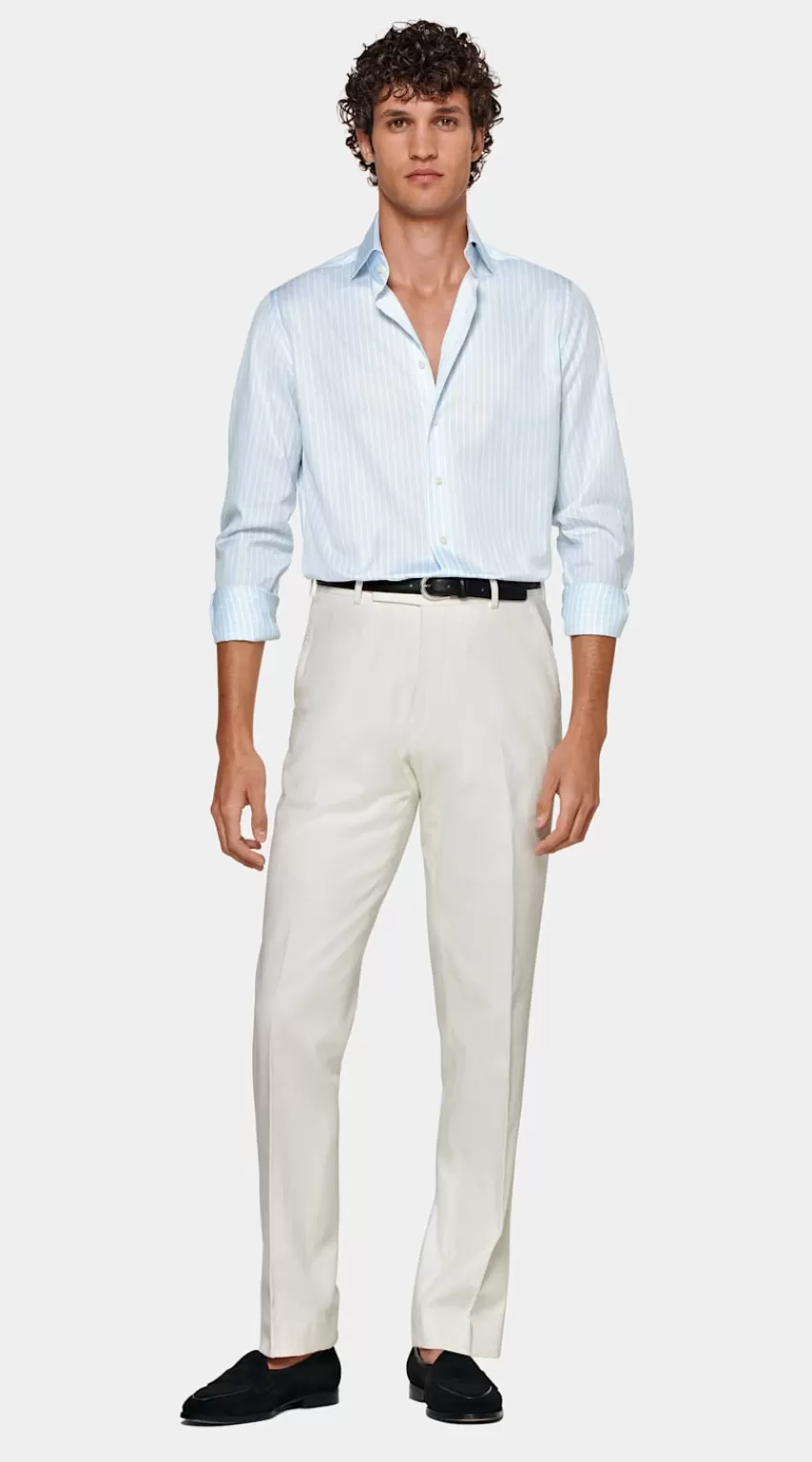 Suitsupply Popeline Hemd Hellblau Gestreift Slim Fit Aus Ägyptische Baumwolle | Deutschland Best