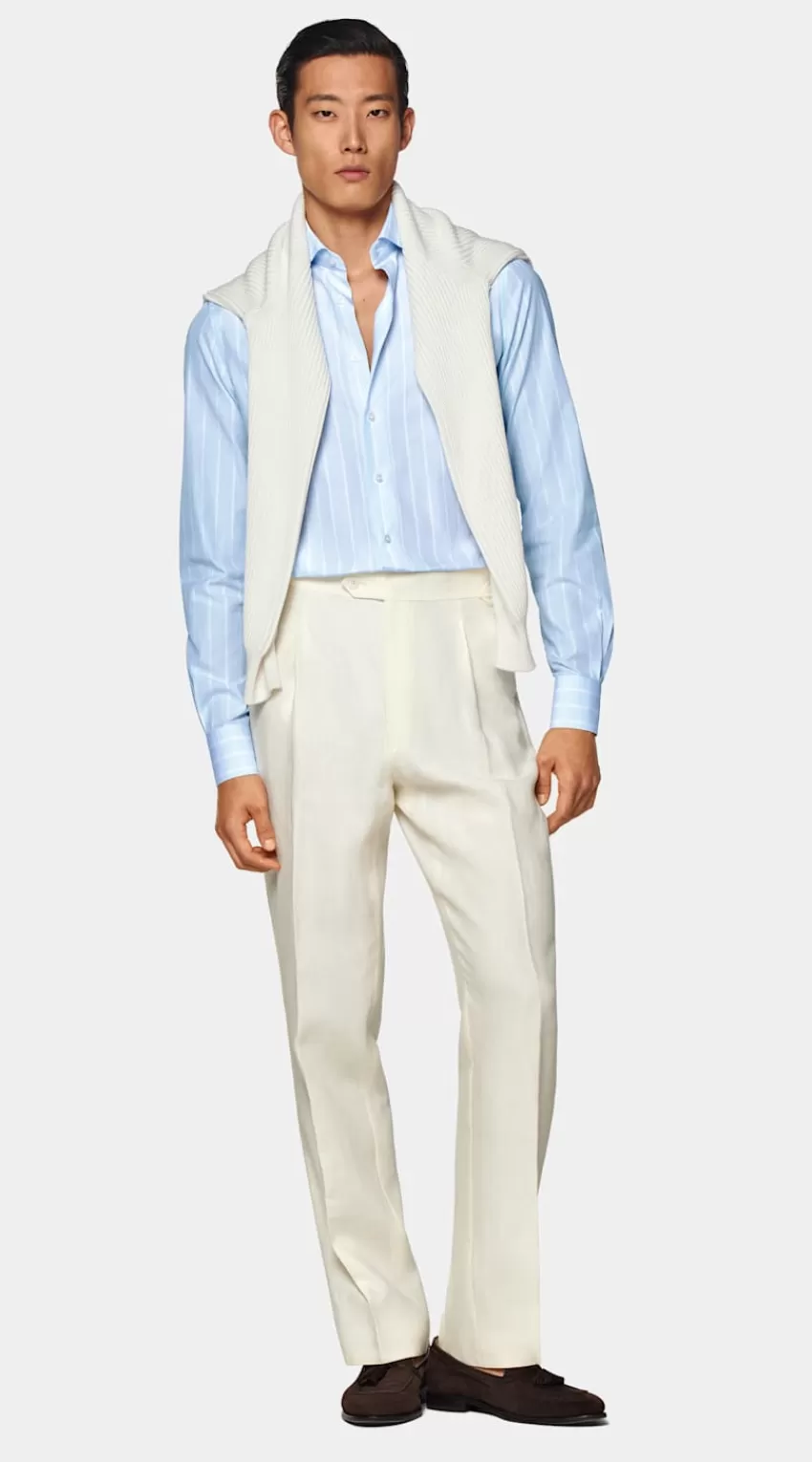 Suitsupply Popeline Hemd Hellblau Gestreift Slim Fit Aus Ägyptische Baumwolle | Deutschland Best Sale