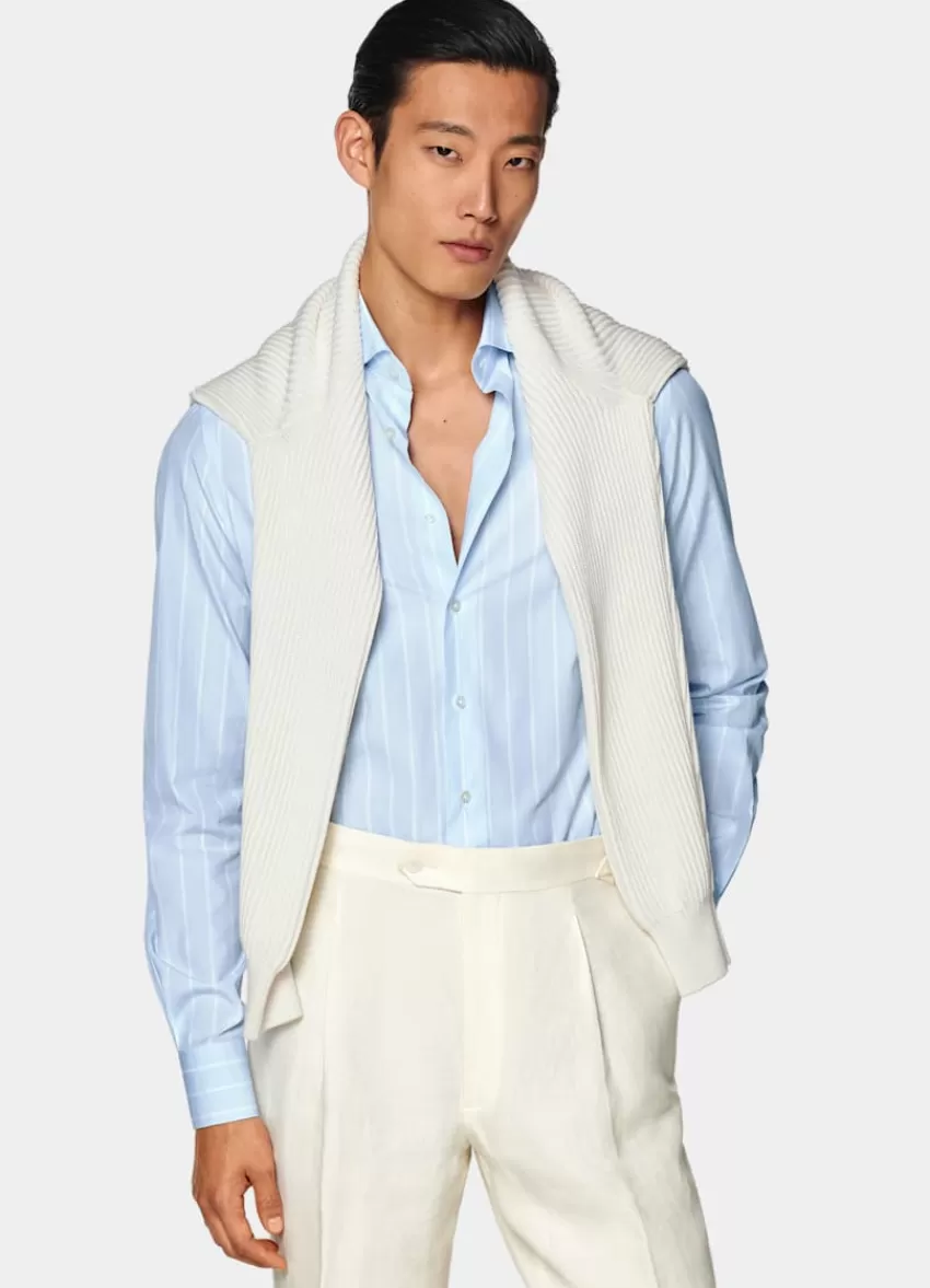 Suitsupply Popeline Hemd Hellblau Gestreift Slim Fit Aus Ägyptische Baumwolle | Deutschland Best Sale
