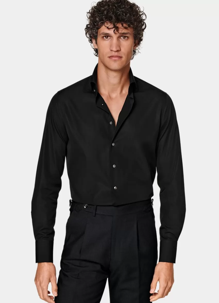 Suitsupply Popeline-Hemd Schwarz Tailored Fit Aus Ägyptische Baumwolle | Deutschland Discount