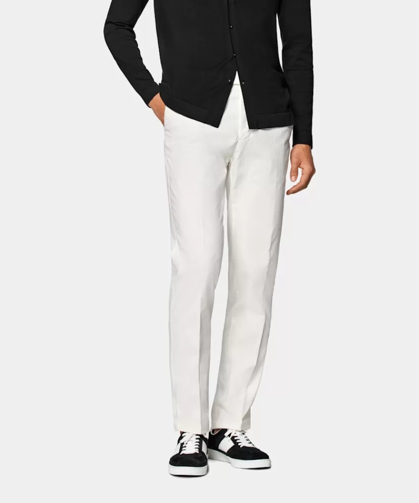 Suitsupply Porto Chino Off-white Slim Leg Straight Aus Stretch-Baumwolle | Deutschland Shop