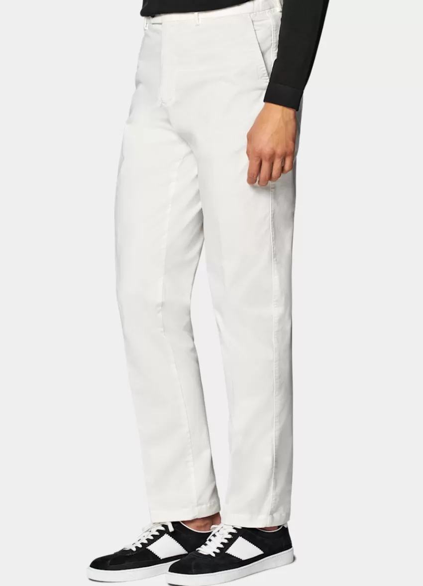 Suitsupply Porto Chino Off-white Slim Leg Straight Aus Stretch-Baumwolle | Deutschland Shop