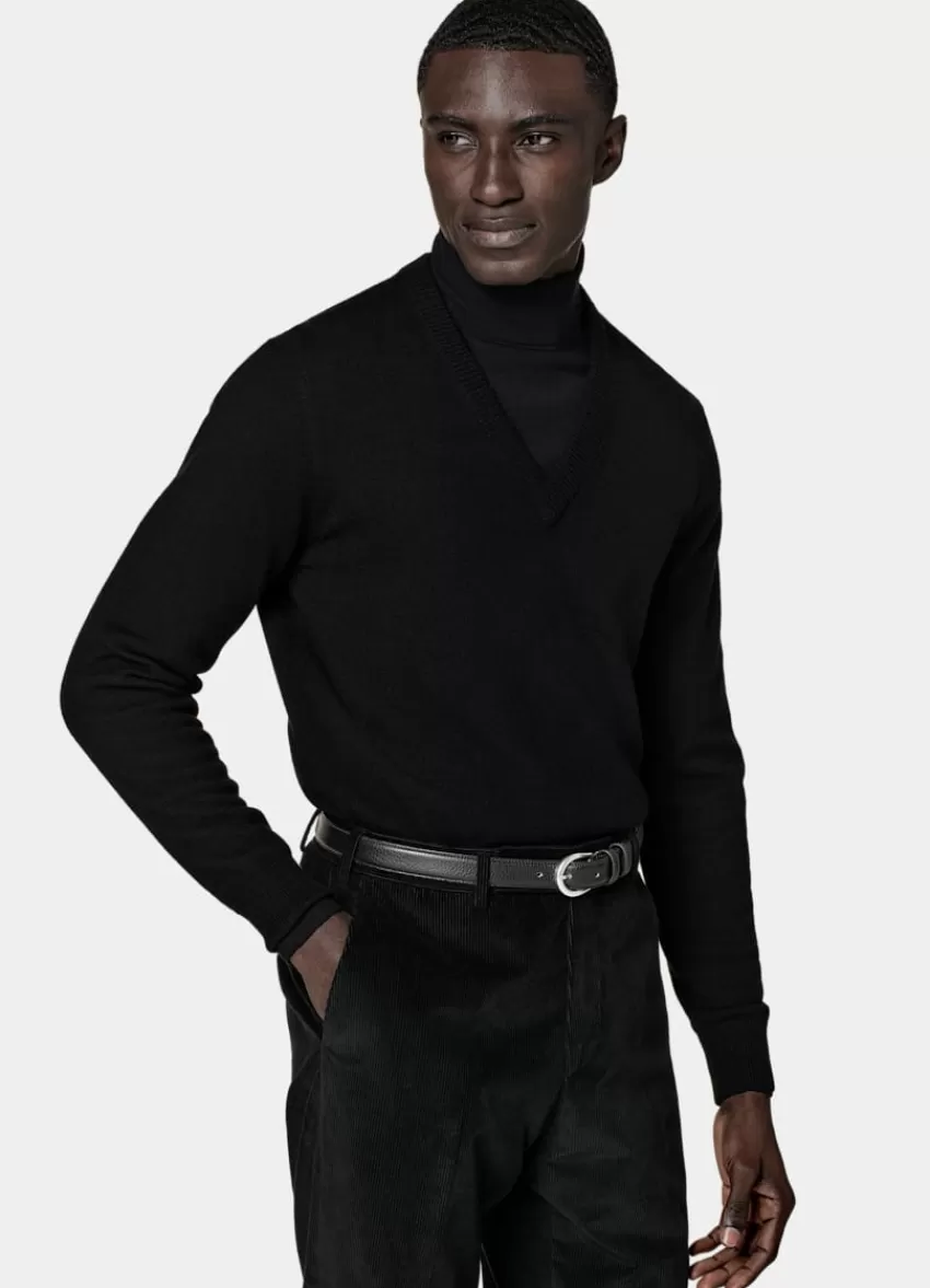 Suitsupply Pullover Schwarz V-Ausschnitt Aus Reines Mongolisches Kaschmir | Deutschland Online