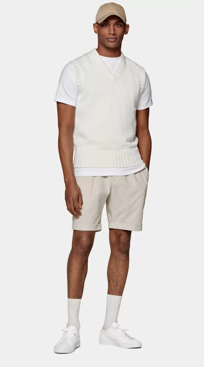 Suitsupply Pullunder Off-white Aus Kalifornische Baumwolle Und Maulbeerseide | Deutschland New