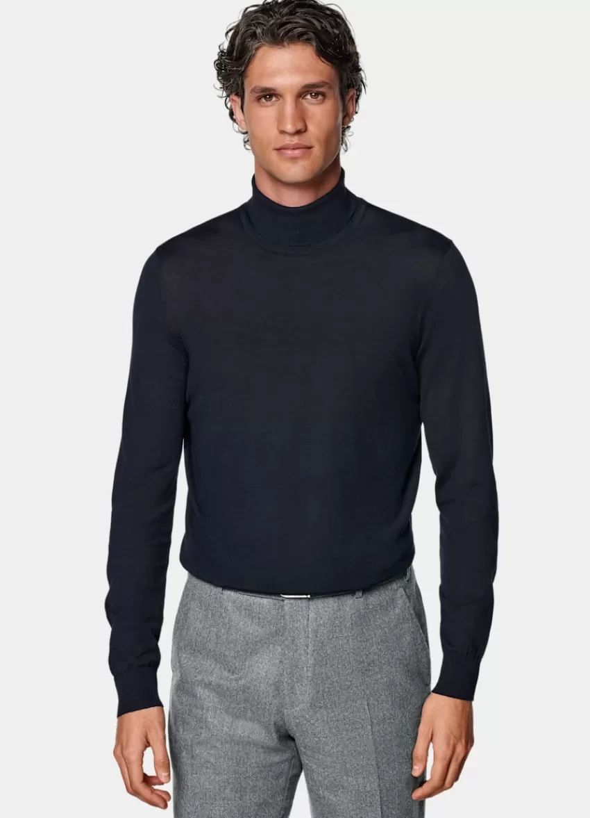 Suitsupply Rollkragenpullover Navy Aus Pure Schurwolle | Deutschland Sale