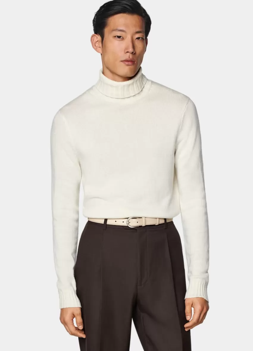 Suitsupply Rollkragenpullover Off-white Aus Schurwolle Und Cashmere | Deutschland Clearance