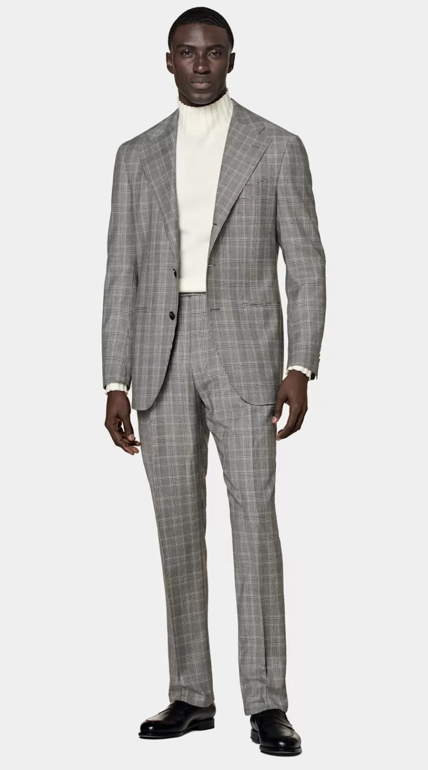 Suitsupply Roma Anzug Mittelgrau Kariert Relaxed Fit Aus Wolle Kaschmir | Deutschland Hot