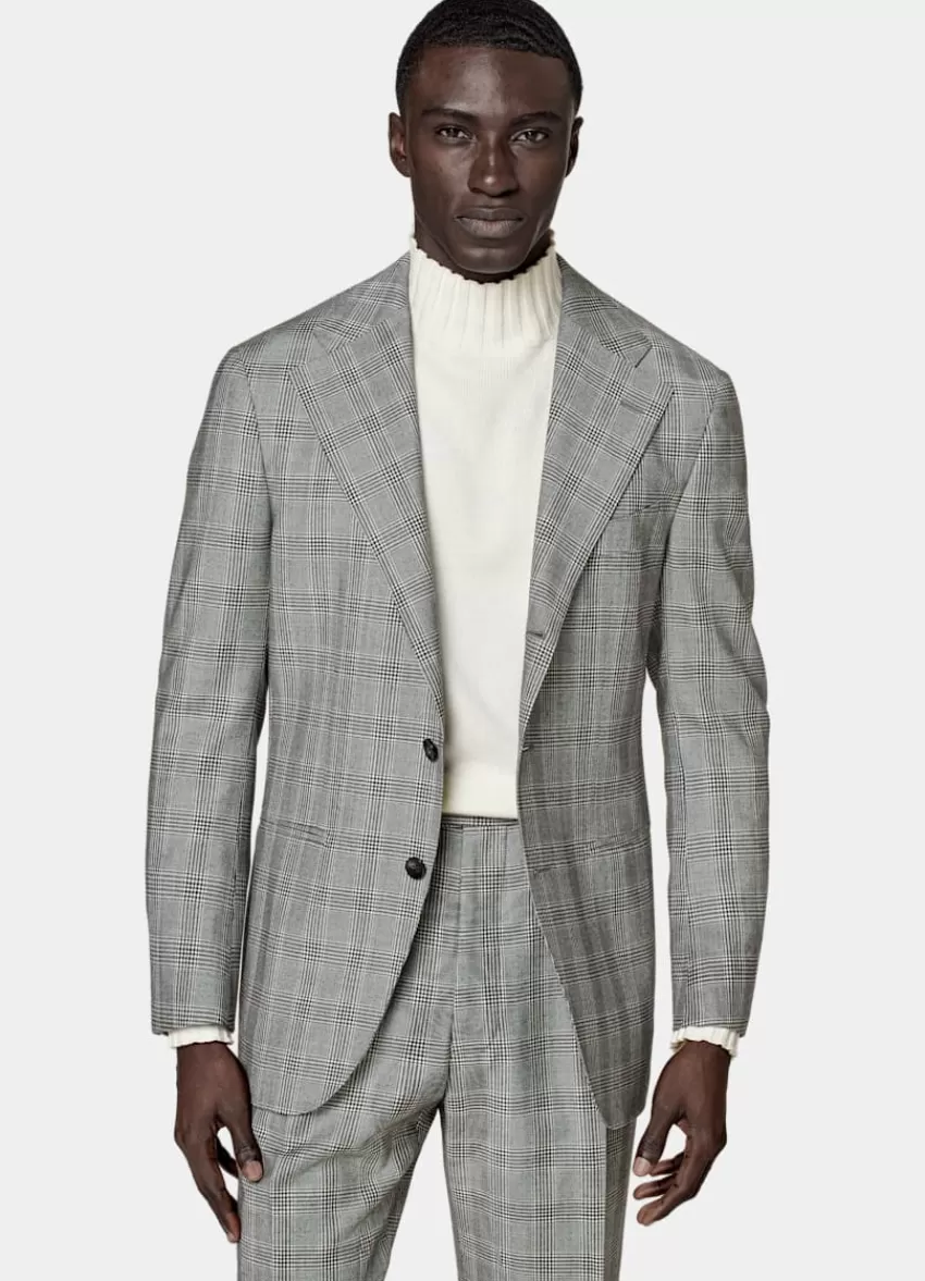 Suitsupply Roma Anzug Mittelgrau Kariert Relaxed Fit Aus Wolle Kaschmir | Deutschland Hot
