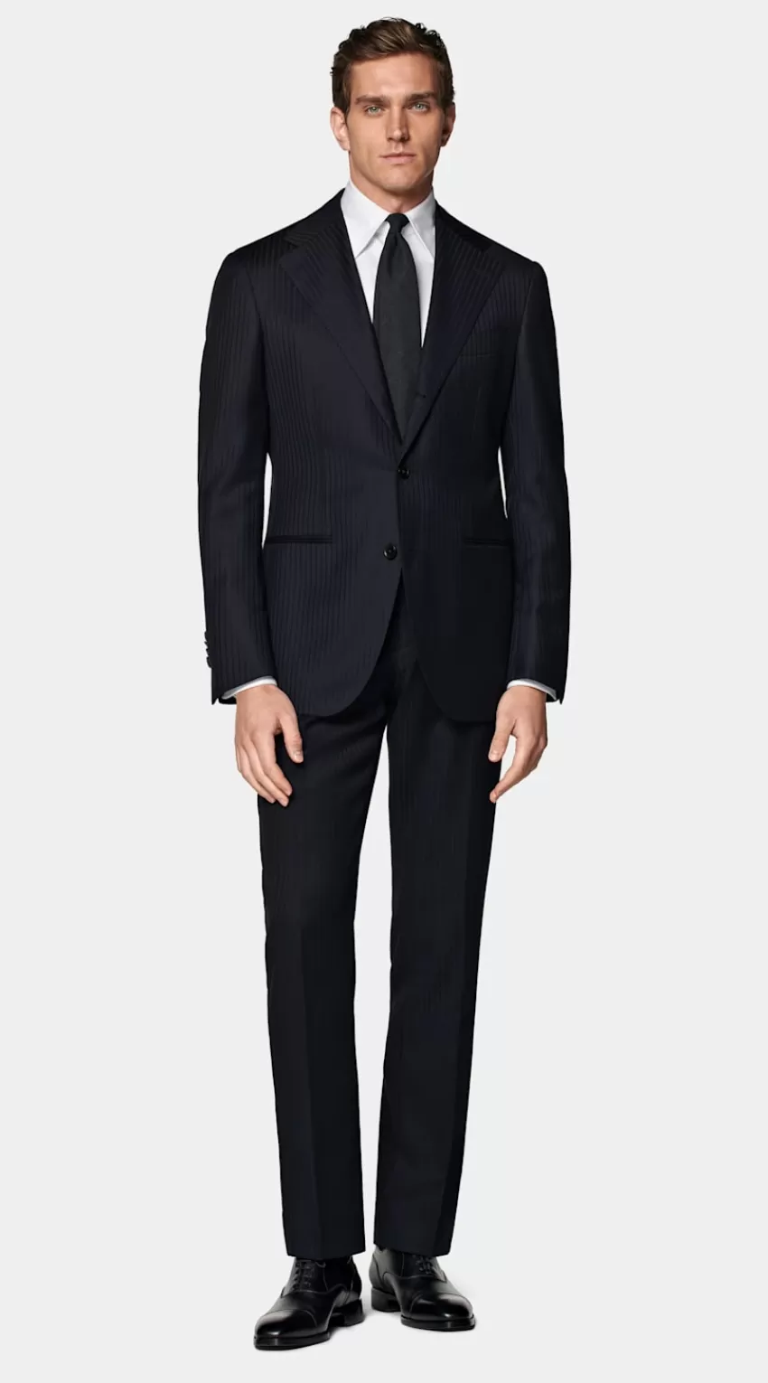Suitsupply Roma Anzug Navy Gestreift Relaxed Fit Aus Pure Schurwolle | Deutschland Clearance