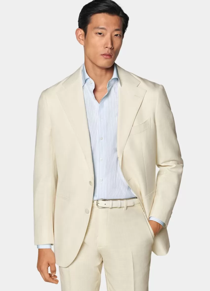 Suitsupply Roma Anzug Off-white Relaxed Fit Aus Schurwolle Seide Leinen | Deutschland Cheap