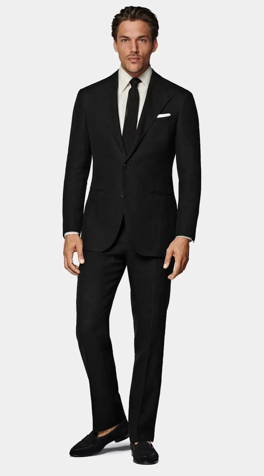 Suitsupply Roma Anzug Schwarz Relaxed Fit Aus Pures Leinen | Deutschland Online