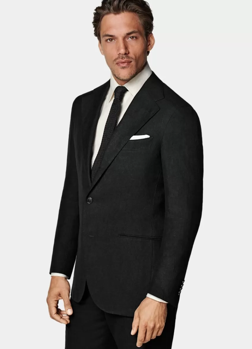 Suitsupply Roma Anzug Schwarz Relaxed Fit Aus Pures Leinen | Deutschland Online