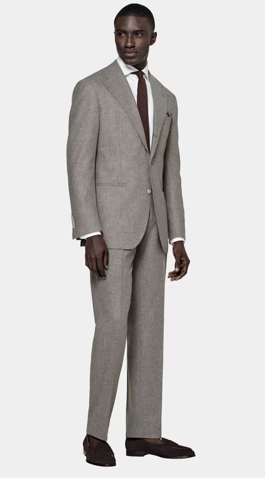 Suitsupply Roma Anzug Taupe Relaxed Fit Aus Circular Schurwolle-Flanell | Deutschland Flash Sale