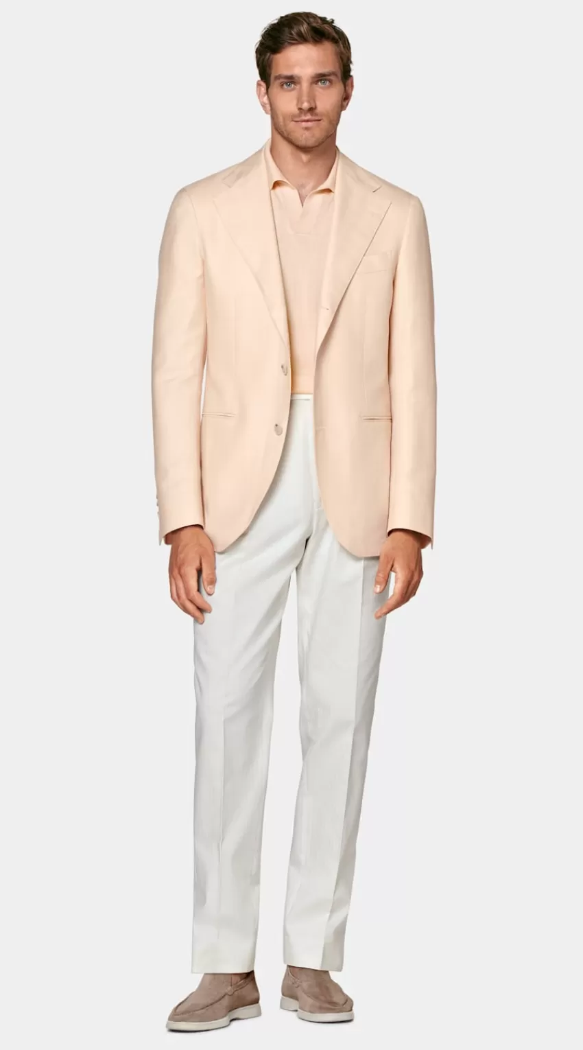 Suitsupply Roma Sakko Hellpink Fischgrätmuster Relaxed Fit Aus Schurwolle Seide Leinen | Deutschland Best Sale