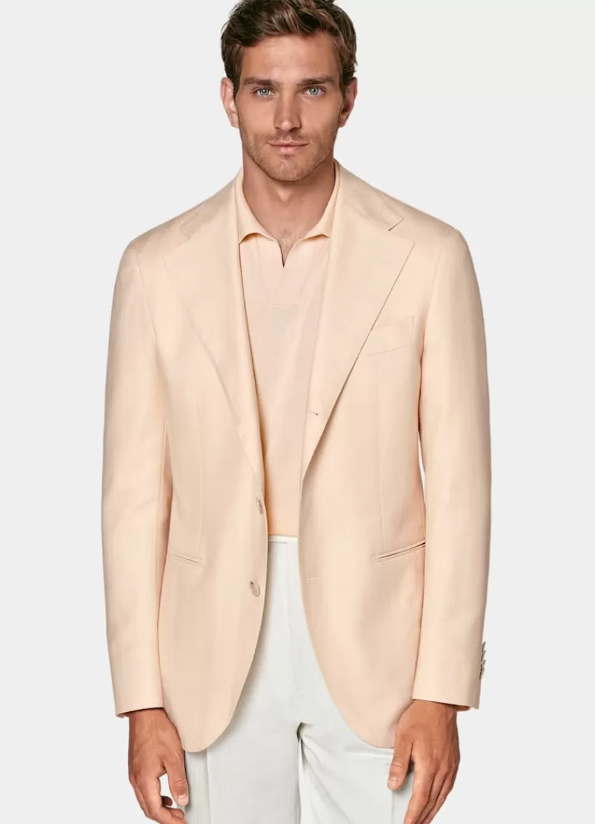 Suitsupply Roma Sakko Hellpink Fischgrätmuster Relaxed Fit Aus Schurwolle Seide Leinen | Deutschland Best Sale