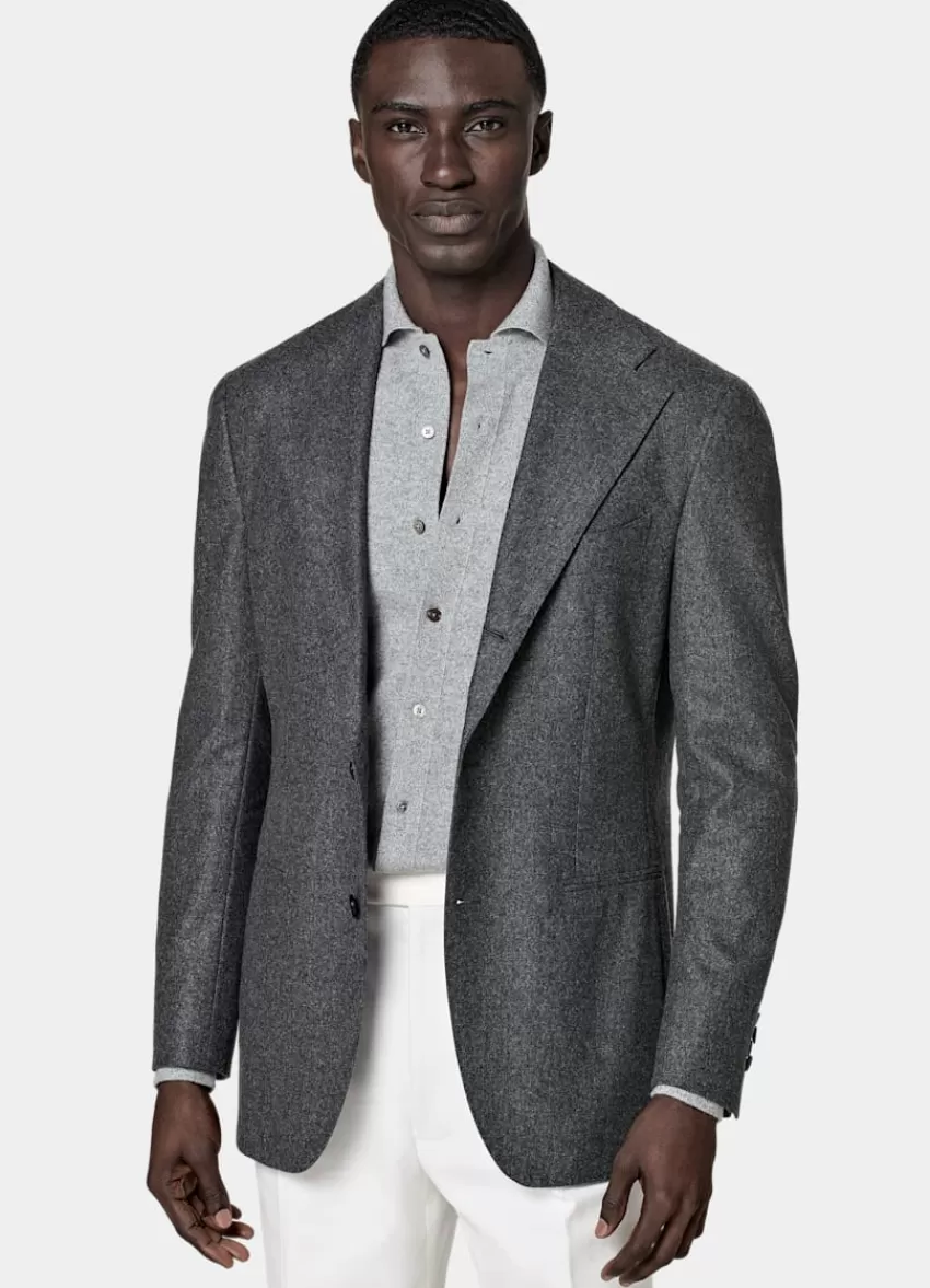Suitsupply Roma Sakko Mittelgrau Relaxed Fit Aus Circular Schurwolle-Flanell | Deutschland Best Sale