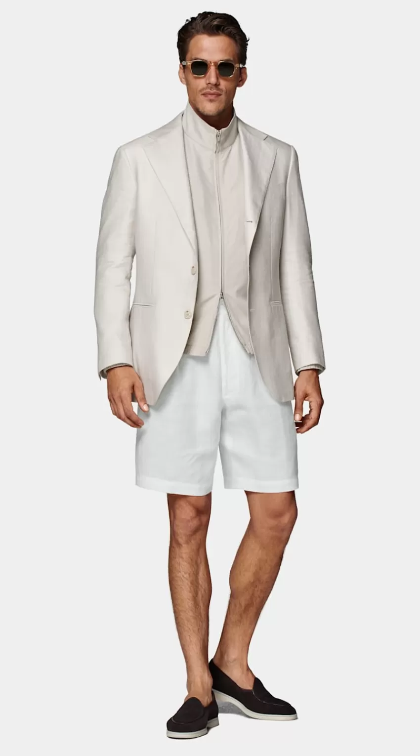Suitsupply Roma Sakko Sand Fischgrätmuster Relaxed Fit Aus Leinen Wolle Seide | Deutschland Clearance
