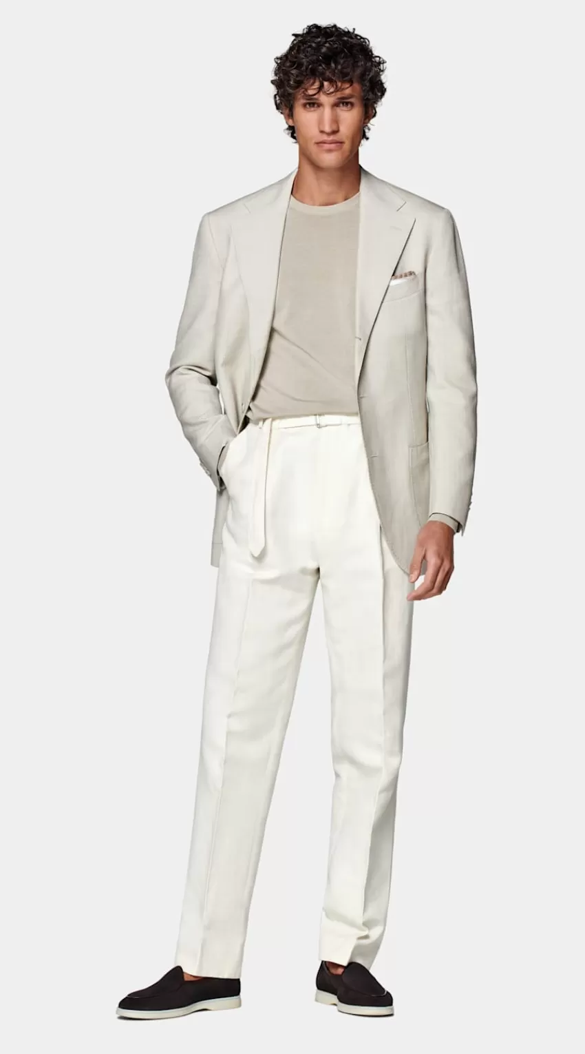 Suitsupply Roma Sakko Sand Relaxed Fit Aus Schurwolle Seide Leinen | Deutschland New