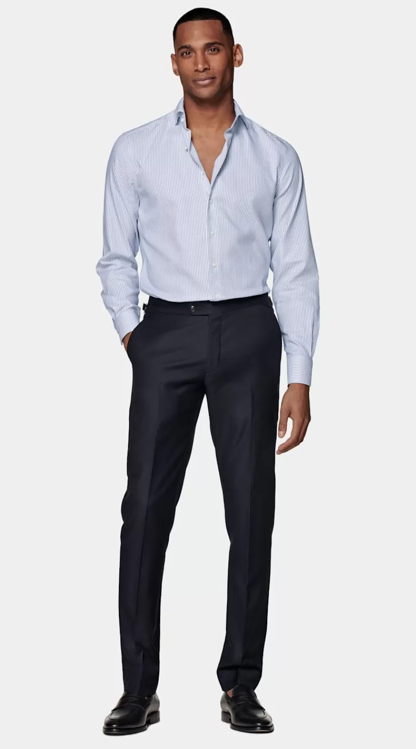 Suitsupply Royal Oxford Hemd Navy Gestreift Slim Fit Aus Pure Traveller Baumwolle | Deutschland Store