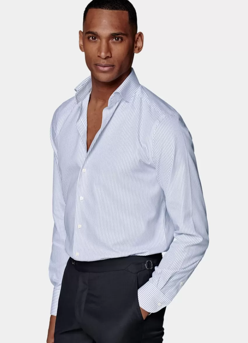 Suitsupply Royal Oxford Hemd Navy Gestreift Slim Fit Aus Pure Traveller Baumwolle | Deutschland Store