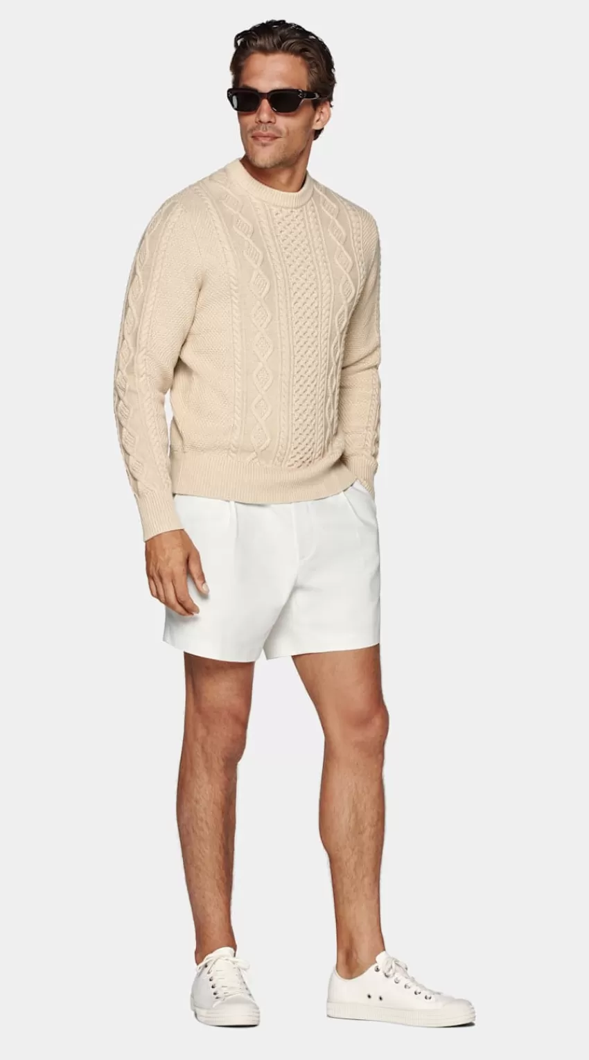 Suitsupply Rundhalspullover Hellbraun Kabelstrick Aus Pure Kalifornische Supina-Baumwolle | Deutschland Flash Sale