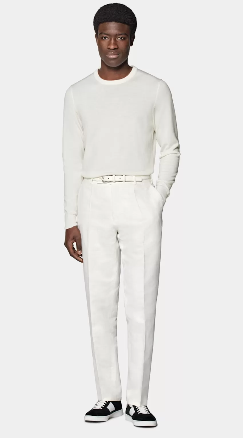 Suitsupply Rundhalspullover Off-white Aus Pure Schurwolle | Deutschland Flash Sale