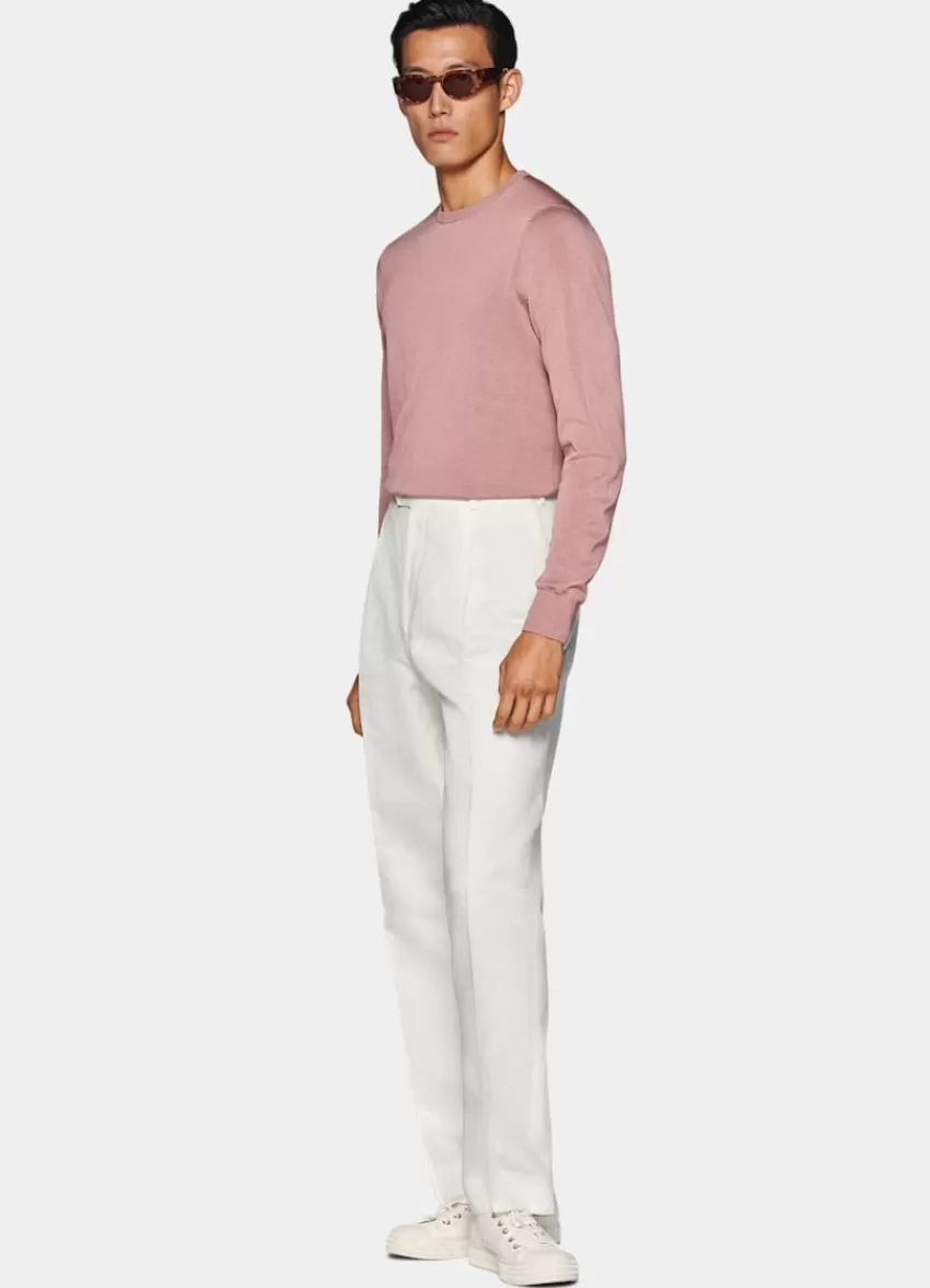 Suitsupply Rundhals-Pullover Pink Aus Kalifornische Baumwolle Und Maulbeerseide | Deutschland Fashion