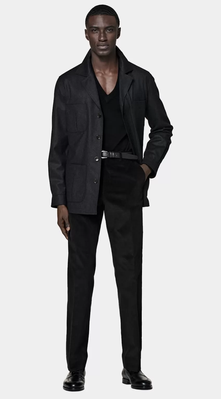 Suitsupply Safari Sakko Dunkelgrau Relaxed Fit Aus Pure S120er Flanell-Schurwolle | Deutschland Flash Sale