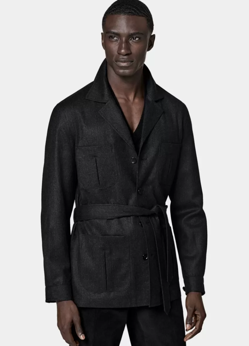 Suitsupply Safari Sakko Dunkelgrau Relaxed Fit Aus Pure S120er Flanell-Schurwolle | Deutschland Flash Sale