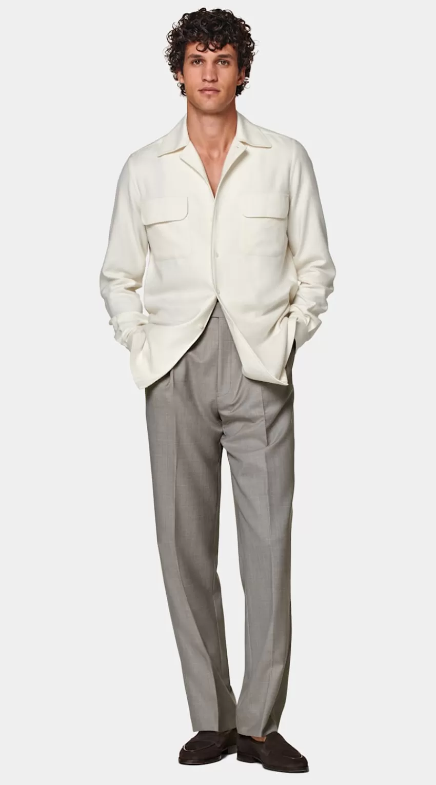 Suitsupply Safari-Hemd Off-white Aus Ägyptischer Baumwolle-Flanell | Deutschland Cheap