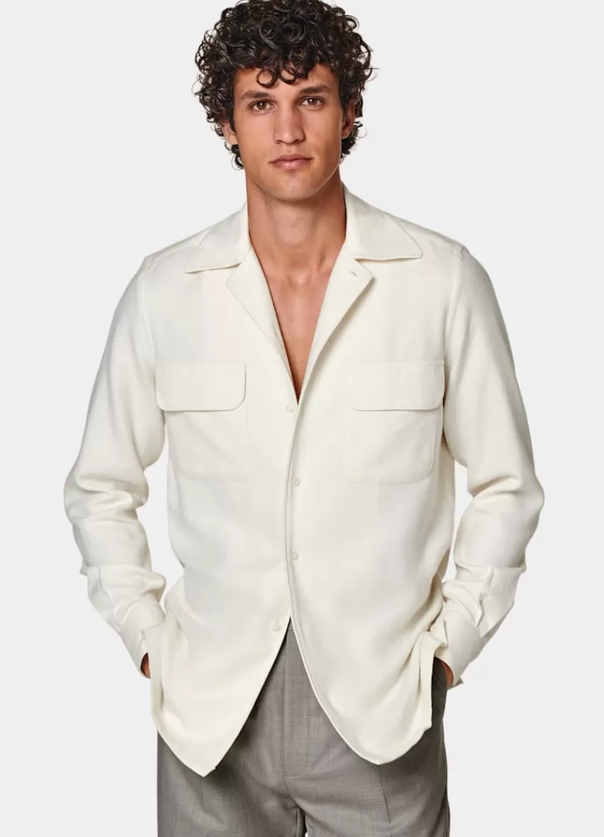 Suitsupply Safari-Hemd Off-white Aus Ägyptischer Baumwolle-Flanell | Deutschland Cheap