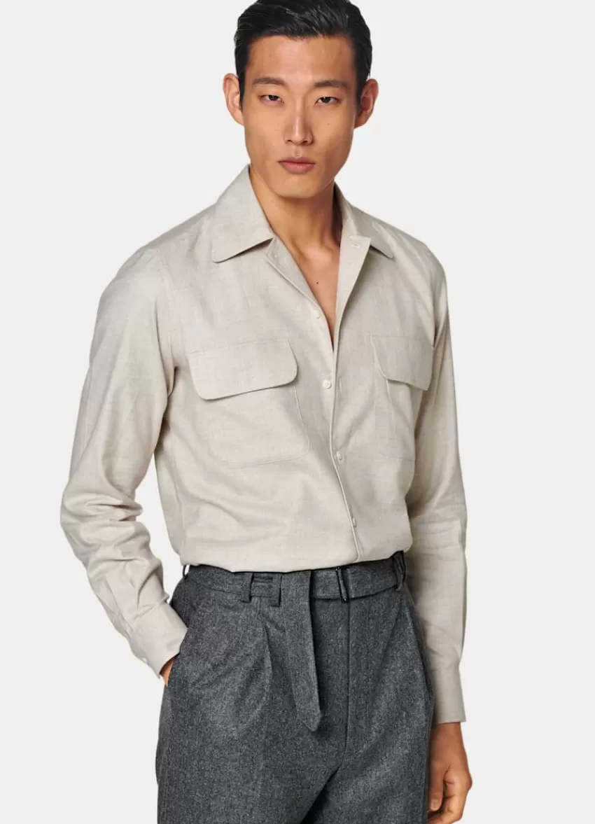 Suitsupply Safari-Hemd Sand Aus Ägyptischer Baumwolle-Flanell | Deutschland Shop