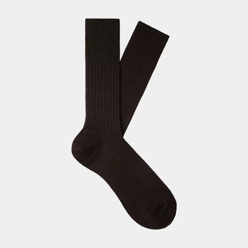 Suitsupply Socken Dunkelbraun Gerippt Regular Aus Reine Baumwolle | Deutschland Cheap