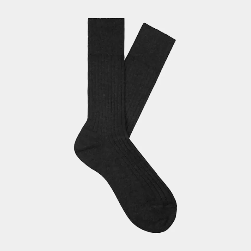 Suitsupply Socken Dunkelgrau Gerippt Regular Aus Reine Baumwolle | Deutschland Outlet