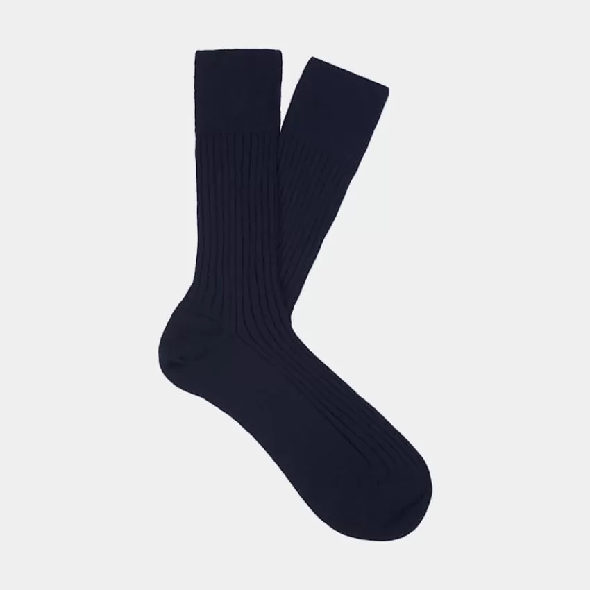 Suitsupply Socken Navy Gerippt Regular Aus Schurwolle Nylon | Deutschland Flash Sale