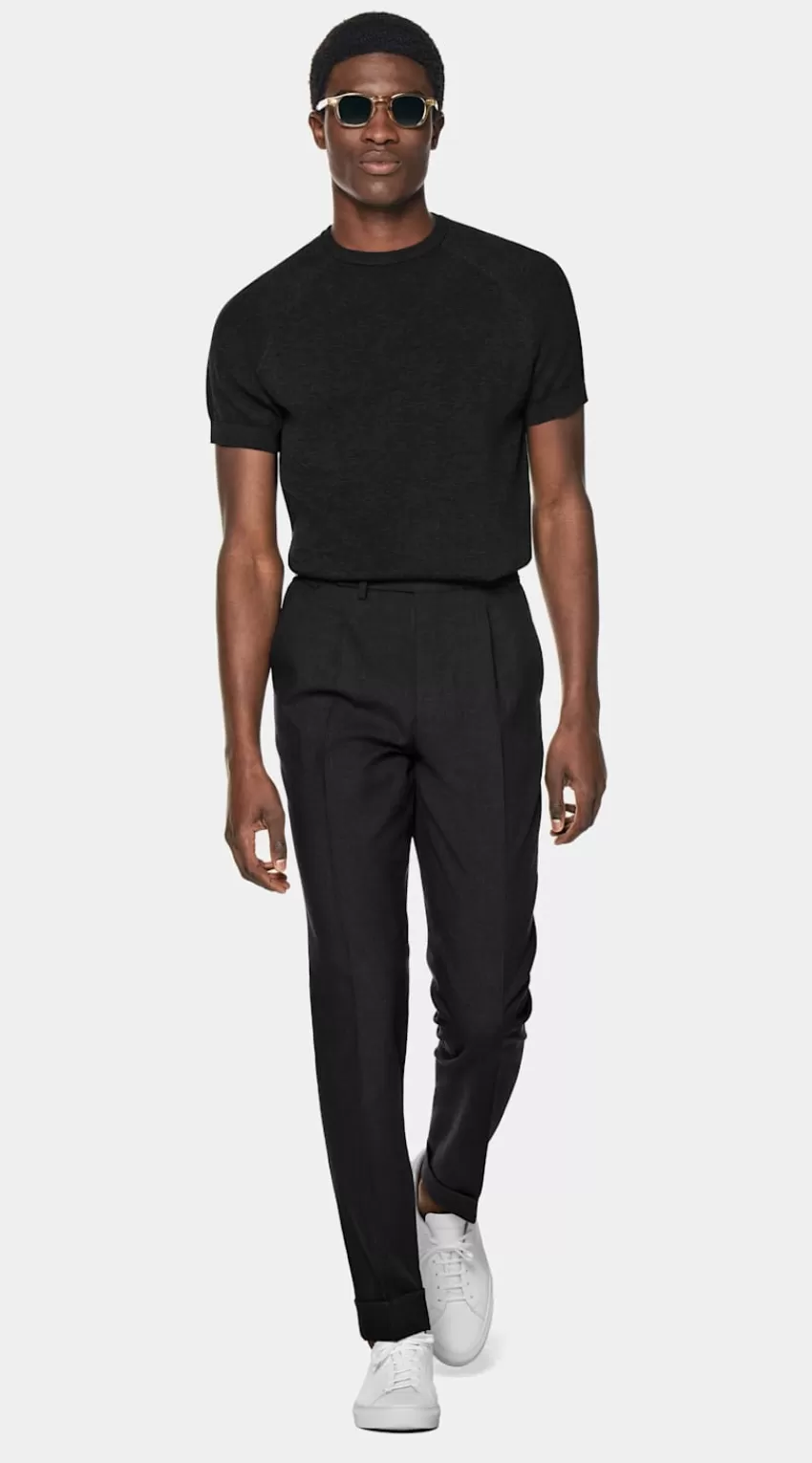 Suitsupply T-Shirt Dunkelgrau Rundhals Kurzarm Raglanärmel Aus Kalifornische Baumwolle Und Maulbeerseide | Deutschland Discount