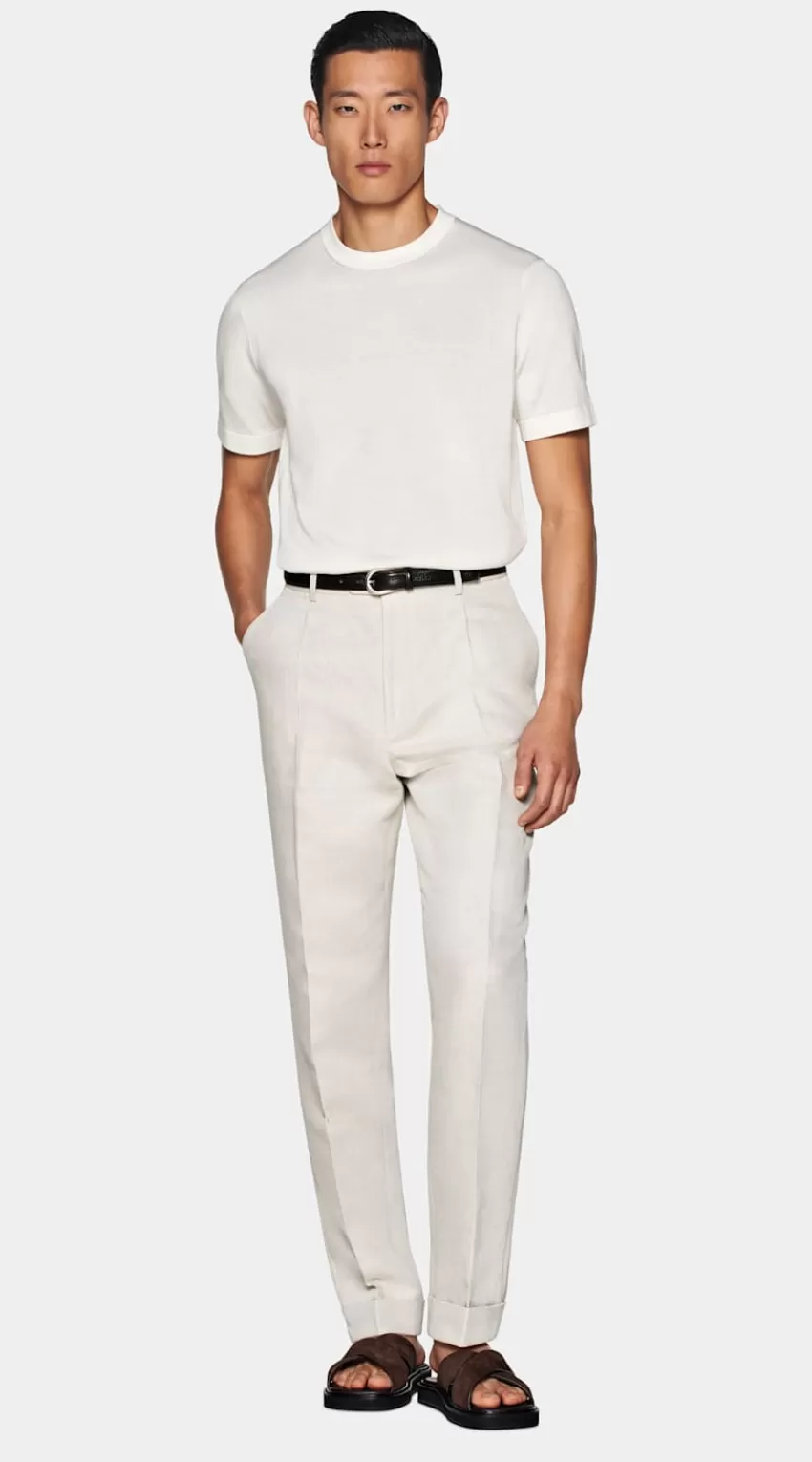 Suitsupply T-Shirt Rundhals Kurzarm Off-white Aus Kalifornische Baumwolle Und Maulbeerseide | Deutschland Cheap